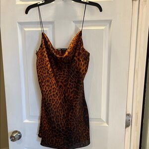 Leopard Print Cowl Neck Dress